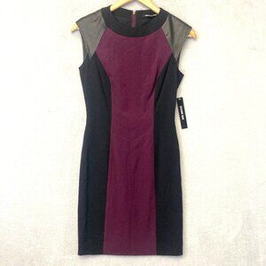 NWT Gianni Bini Clara Sheath Dress Womens Size 0 Stretch Purple Black Office NEW